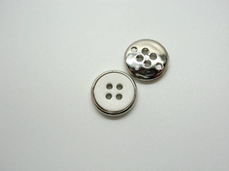 A211 Silver Edge Plain Colored Italian Buttons 15mm