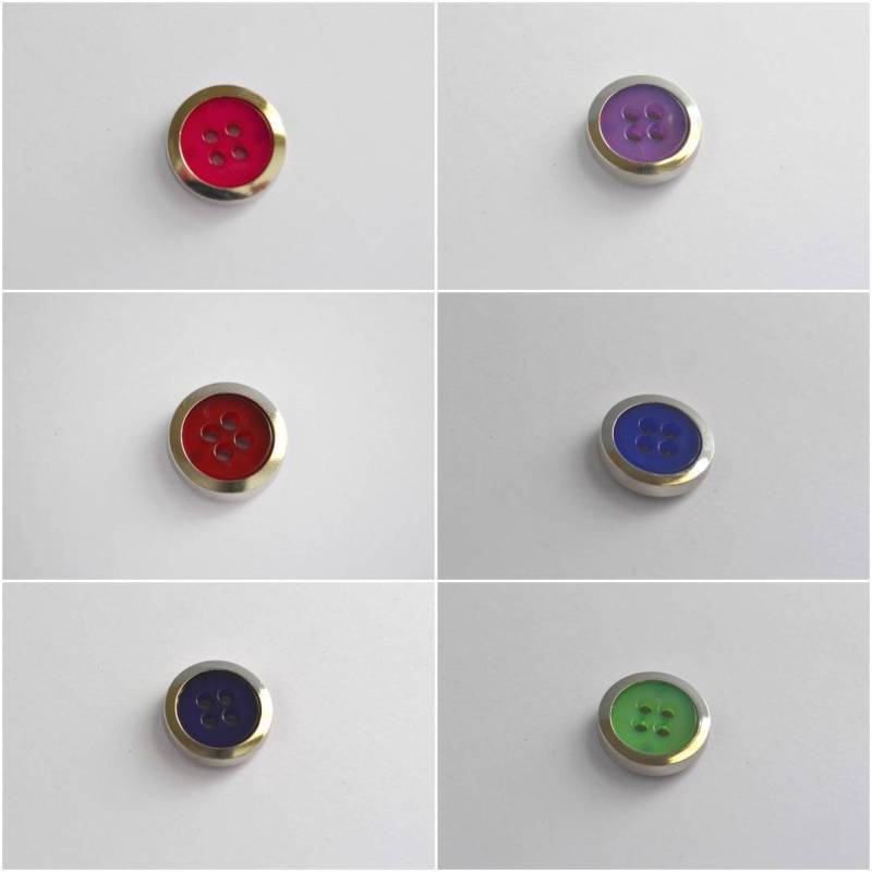 A245 Special Chrome Edge With Translucent Plastic Colored Italian Buttons 18mm