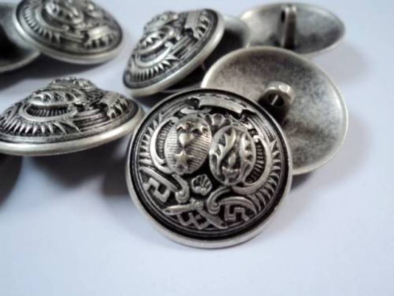 M2093 Solid Coat Of Arms Antique Silver Heavy Metal Italian Buttons