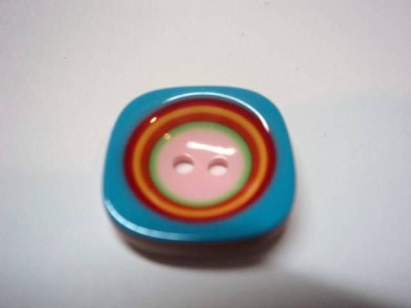 F2908 Square Rainbow Shiny Resin Italian Buttons