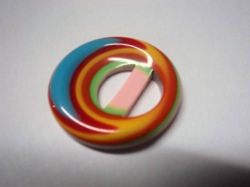 FF25 Special Round Rainbow Shiny Resin Italian Buckles