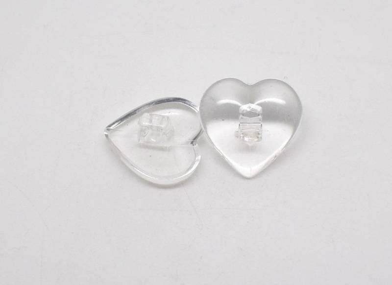 C223cl Heart Shank Clear Shiny Plastic Italian Buttons 18mm