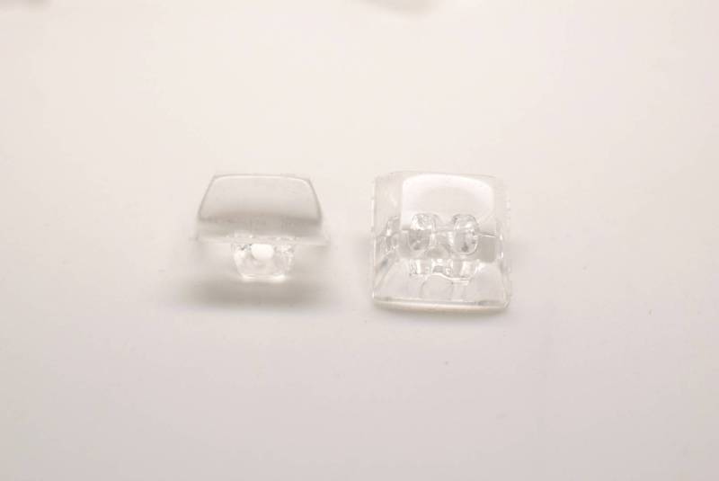 C1093cl Square Clear Crystal Effect Plastic Italian Buttons 18mm