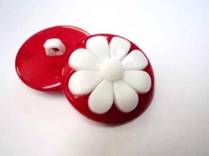 C3155 Dual Colour Flower Shanked Italian Plastic Buttons 25mm