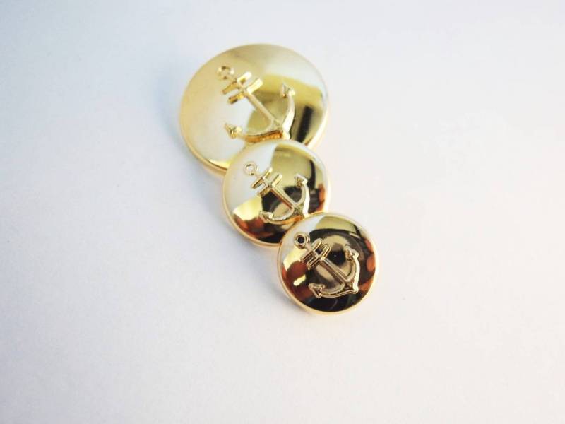 C236 Anchor Marine Sparkly Gold Colour Plastic Italian Buttons
