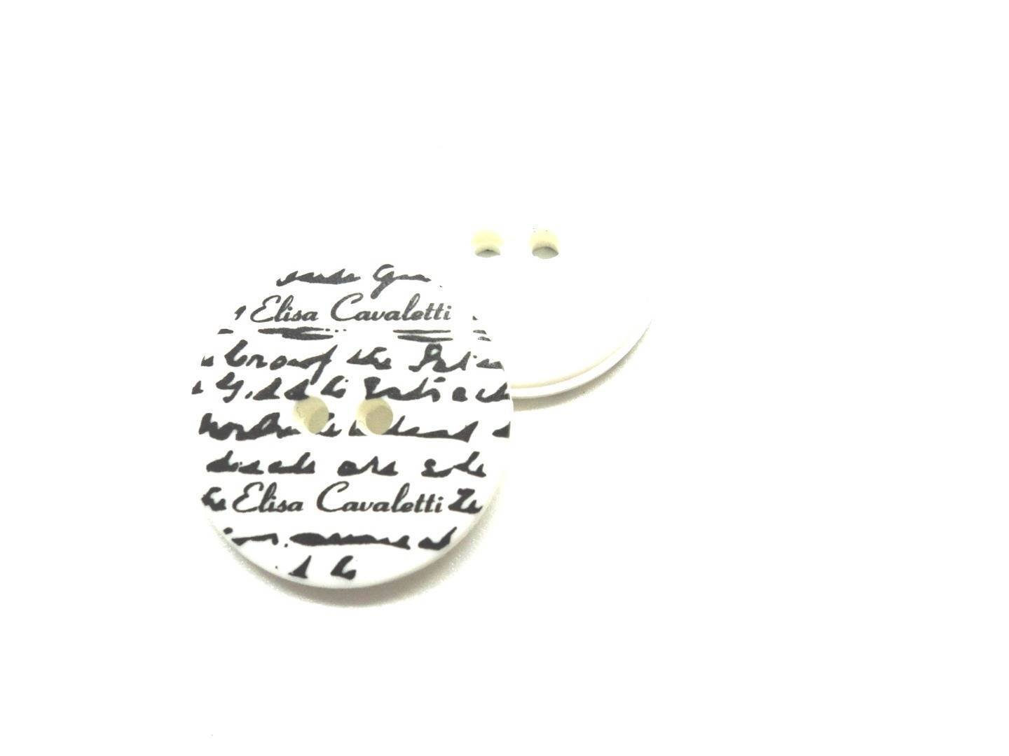 LB986 Elisa Writing Scree-Printed Matt Plastic Italian Buttons 21mm