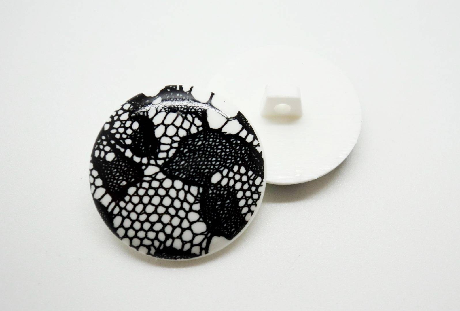 B1 Lace Screen-Printed Shiny Plastic Italian Buttons