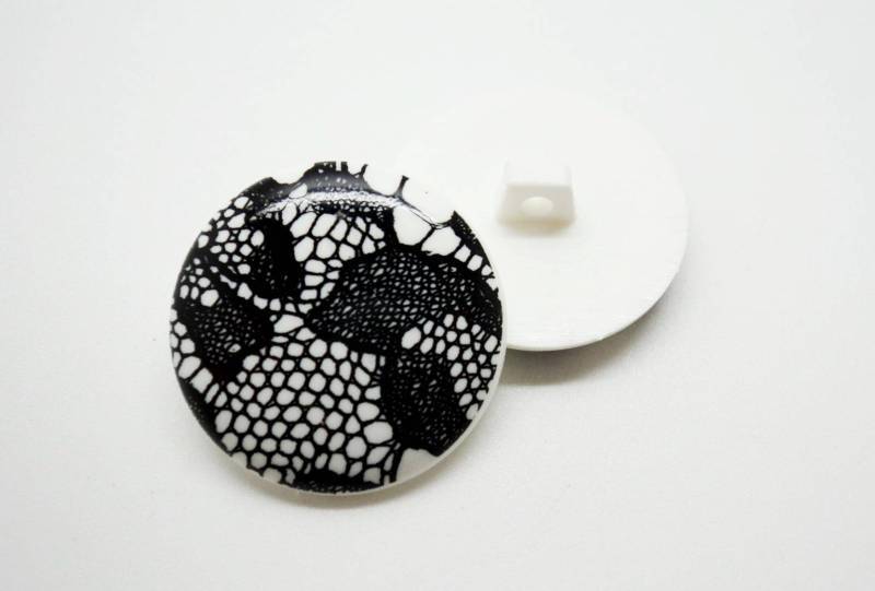 B1 Lace Screen-Printed Shiny Plastic Italian Buttons