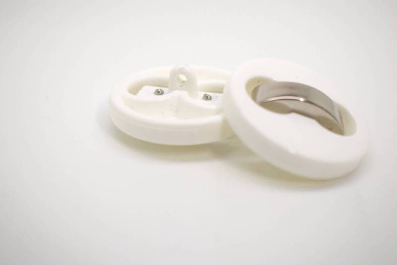 A246 Special Silver Band On Colored Plastic Italian Buttons 30mm
