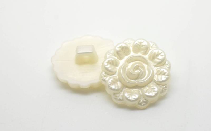 B168 Pearled Rose Floral Design Plastic Italian Buttons 21mm