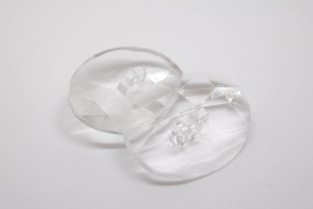 B893cl Very Large Oval Diamond Effect Clear Plastic Italian Buttons 32mm