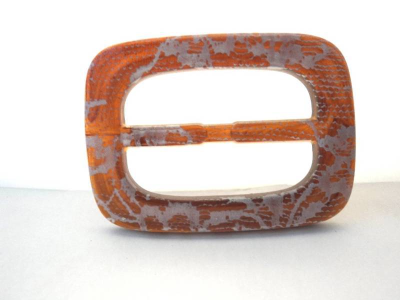 FB3 White Lace on Tortoise Rectangular Buckle Slider Adjuster Bag Strap