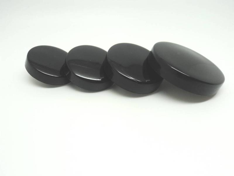 B156 Large Solid Smooth Black Plastic Italian Buttons