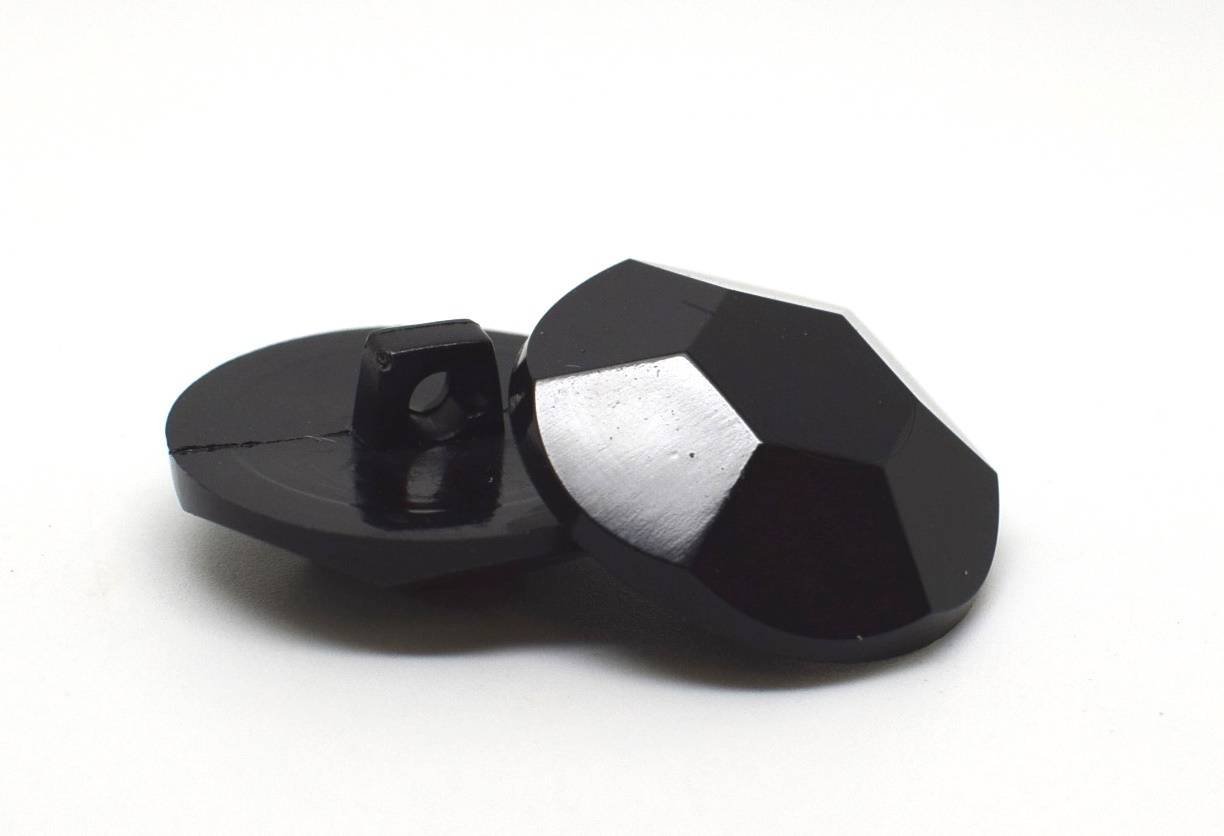 B942 Black Diamond Effect Shiny Plastic Italian Buttons