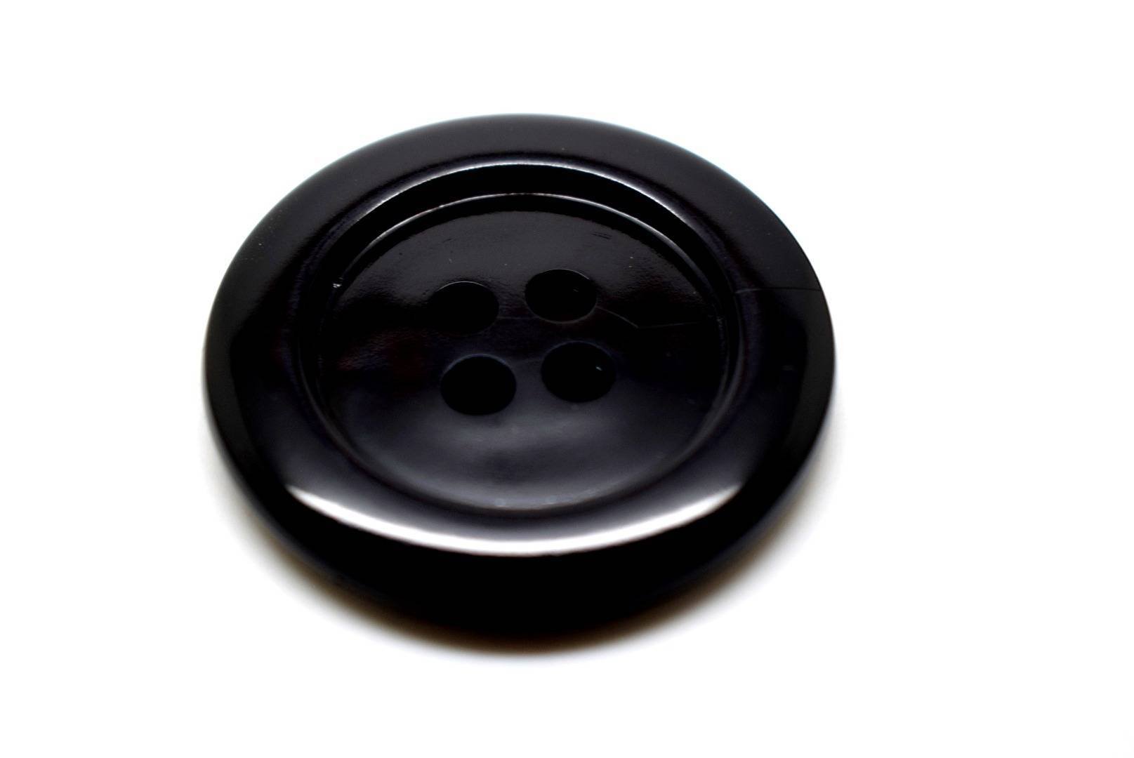 B697 Black Huge Solid Large Edged Plastic Italian Buttons