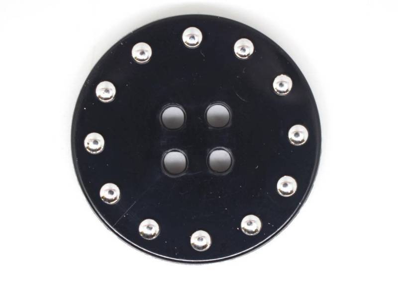 B899 Special Large Black Shiny Metal Look Dots Plastic Italian Buttons 30mm