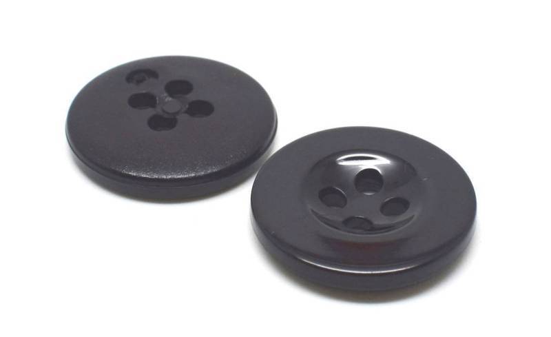 C1007 Black Solid Shiny Plastic Italian Buttons 23mm